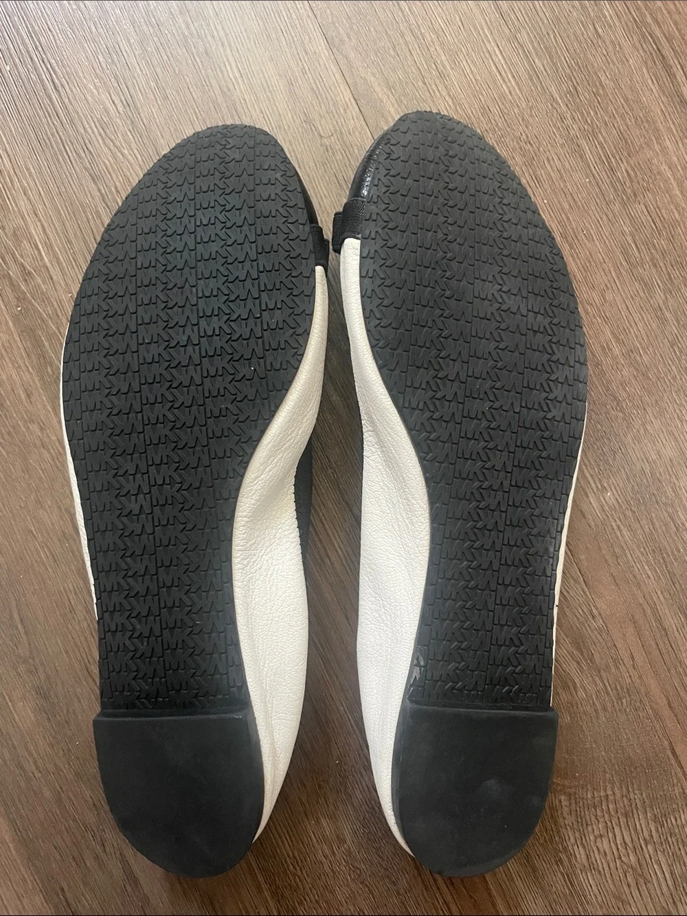 Michael Kors Black & White Logo Accent Ballet Flats